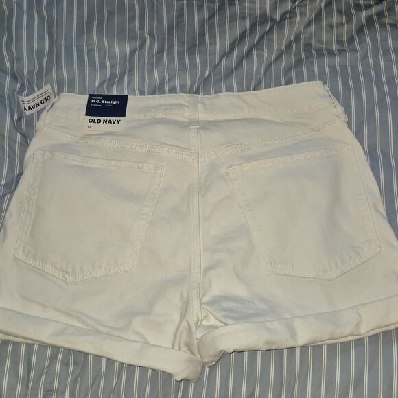 Old Navy High Waisted White Cuffed Jean Shorts OG Straight 3 In Nwt 12 - Picture 7 of 7
